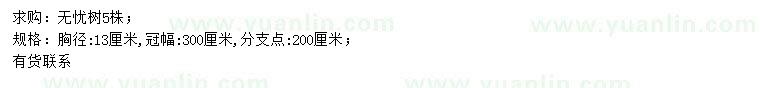 求購胸徑13公分無憂樹