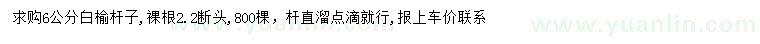 求購6公分白榆