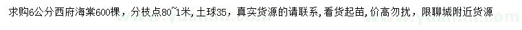 求購6公分西府海棠