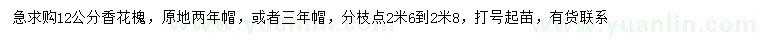 求購(gòu)12公分香花槐