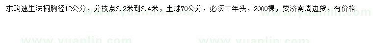 求購(gòu)胸徑12公分速生法桐