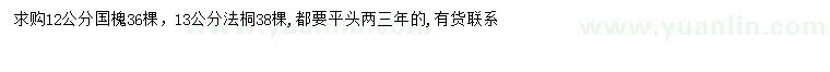 求購12公分國槐、13公分法桐