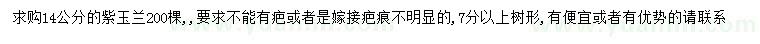 求購14公分紫玉蘭