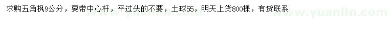 求購9公分五角楓