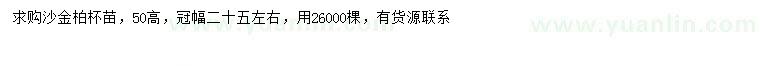 求購(gòu)高50公分沙金柏