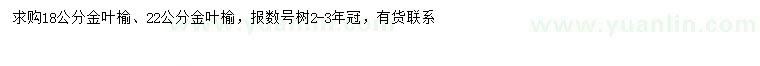求購18、22公分金葉榆