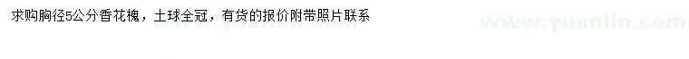 求購(gòu)胸徑5公分香花槐