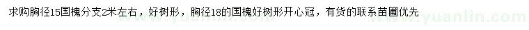 求購胸徑15、18公分國槐