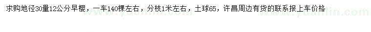 求購30量12公分早櫻