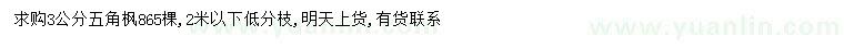 求購3公分五角楓