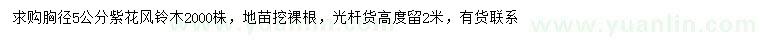 求購胸徑5公分紫花風(fēng)鈴木
