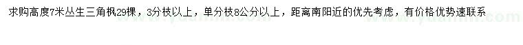 求購高7米叢生三角楓