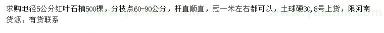 求購地徑5公分紅葉石楠
