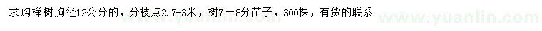 求購(gòu)胸徑12公分櫸樹(shù)