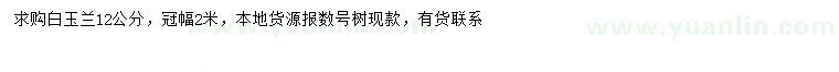 求購(gòu)12公分白玉蘭