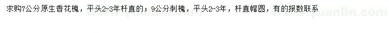 求購7公分香花槐、9公分刺槐