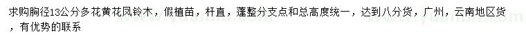 求購(gòu)胸徑13公分多花黃花鳳鈴木