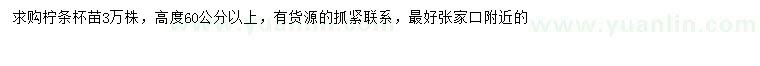 求購高60公分以上檸條