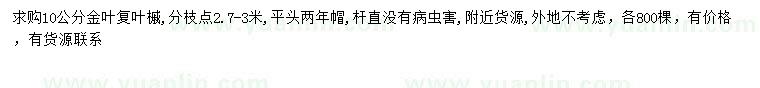求購10公分金葉復葉槭