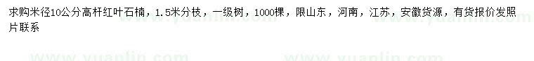 求購米徑10公分高桿紅葉石楠