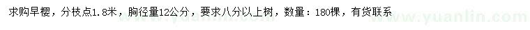 求購(gòu)胸徑12公分早櫻