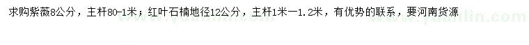 求購8公分紫薇、地徑12公分紅葉石楠