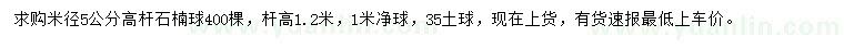 求購米徑5公分高桿石楠球