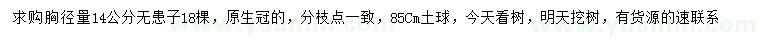 求購(gòu)胸徑14公分無(wú)患子