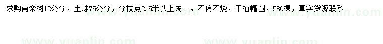求購12公分南欒