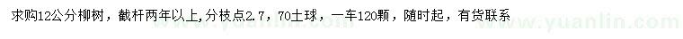 求購12公分柳樹