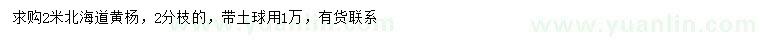 求購(gòu)2米北海道黃楊