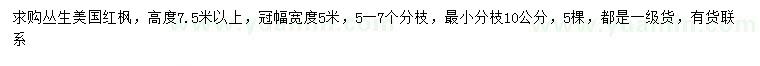 求購冠幅5米叢生美國紅楓