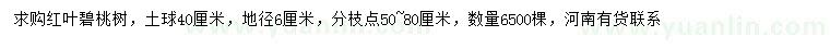求購地徑6公分紅葉碧桃