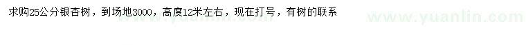 求購25公分銀杏