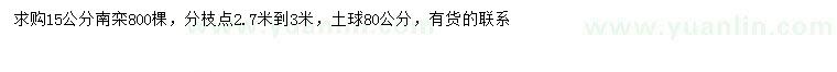 求購(gòu)15公分南欒