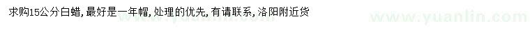 求購(gòu)15公分白蠟