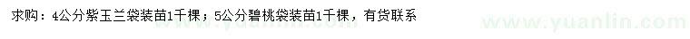 求購4公分紫玉蘭、5公分碧桃