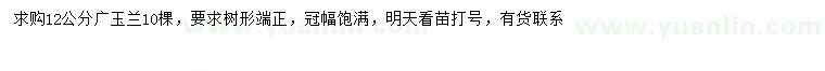 求購12公分廣玉蘭