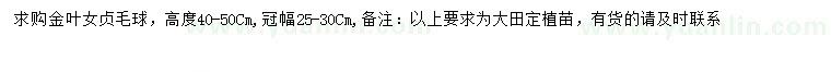 求購冠幅25-30公分金葉女貞球