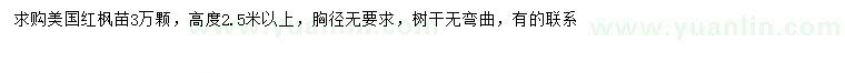 求購(gòu)高2.5米以上美國(guó)紅楓