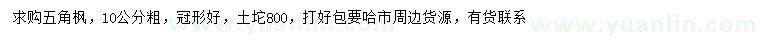 求購10公分五角楓
