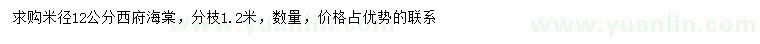 求購(gòu)米徑12公分西府海棠