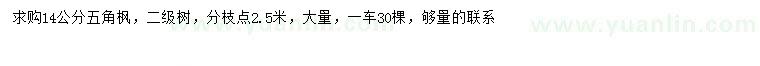 求購14公分五角楓