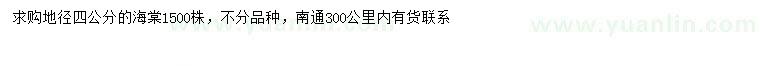 求購地徑4公分海棠