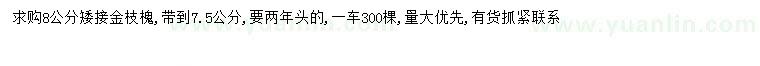 求購7.5-8公分金枝槐