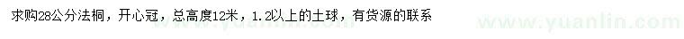 求購28公分法桐
