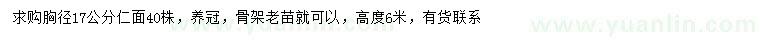 求購胸徑17公分仁面