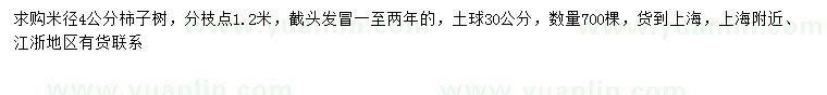 求購米徑4公分柿子樹(shù)