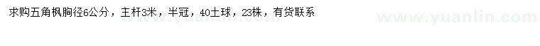 求購胸徑6公分五角楓