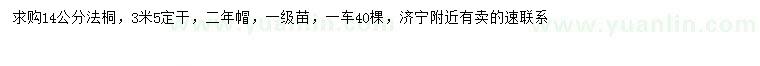 求購14公分法桐